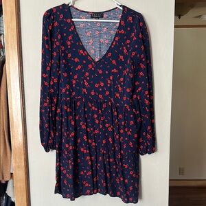 Blue and Red V-Neck Sundress